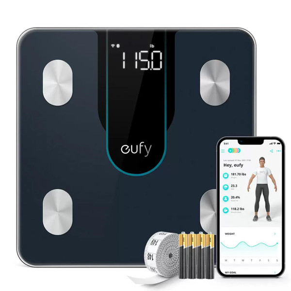 Eufy P2 Digital Smart Scale in Black Virtual 3D Body App Model Measure T9148111
