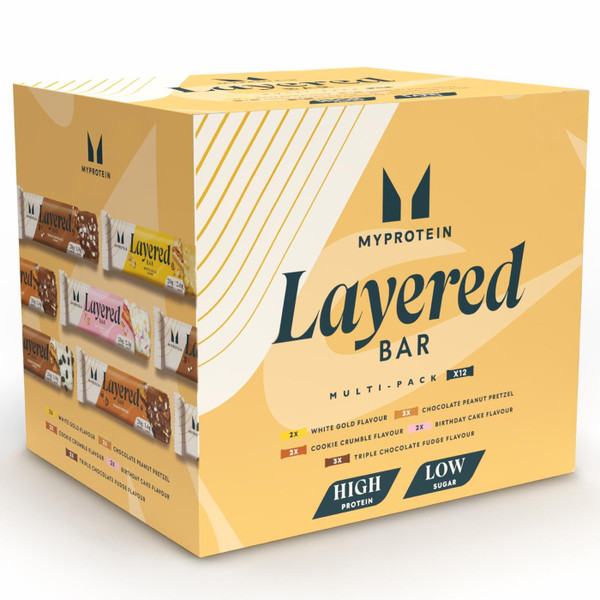 My Protein Layered Multipack Variety Low Sugar Snack Mix Flavour Bar Pack 12x60g