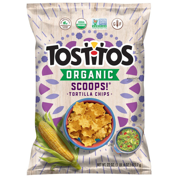 Tostitos Organic Scoops Organic Tortilla Chips Corn USDA Snack Crisp Pack 624g