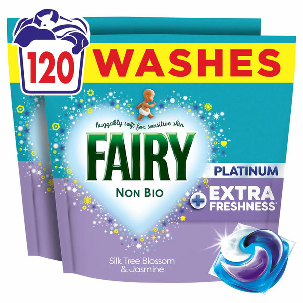 Fairy Non Bio Platinum Wash Pod Laundry Detergent Clean Washing Pack 120 Capsule