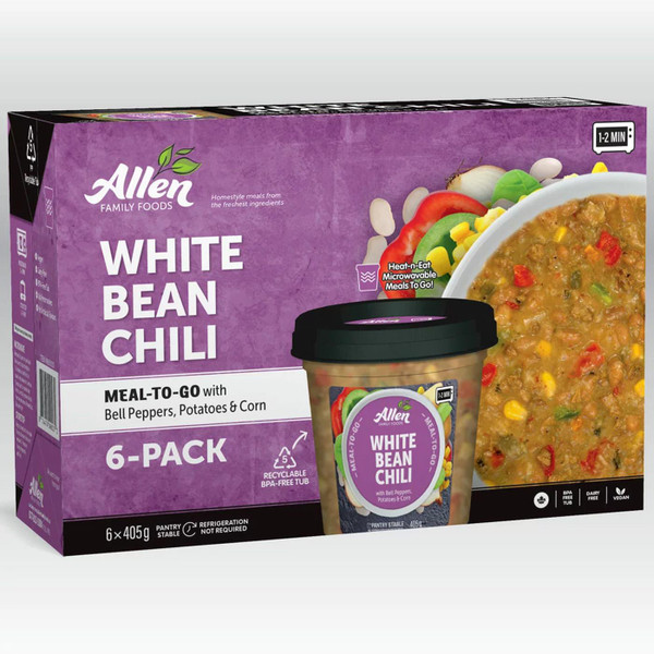 Allen Family Foods White Bean Chilli Soup Nutrient-Rich Ready Meal Pack 6 x 405g