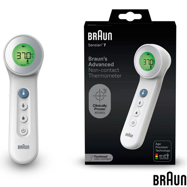 Braun Advanced Sensian7 Non-Contact Thermometer No Touch & Touch Forehead BNT400