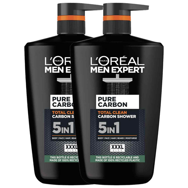 L'oreal Paris Men Expert Pure Carbon 5in1 Body Shower Gel Large XXXL Pack 2 x 1L