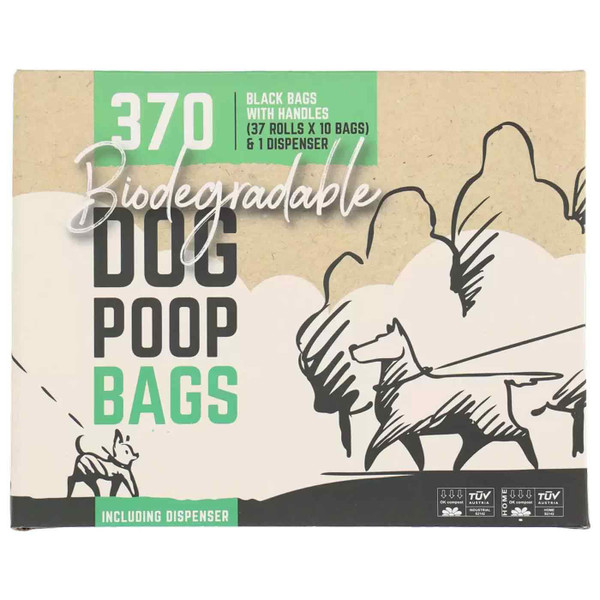Biodegradable Dog Pet Poop Bags Cornstarch Strong Pack of 370 Bags + 1 Dispenser