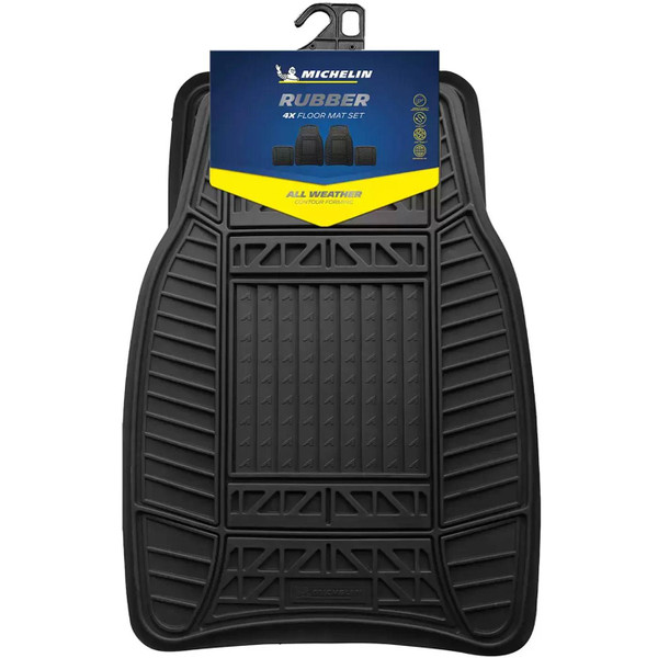 Michelin All Weather Heavy Duty Rubber Car Mat Universal Fitting Set 4 Pcs Pack