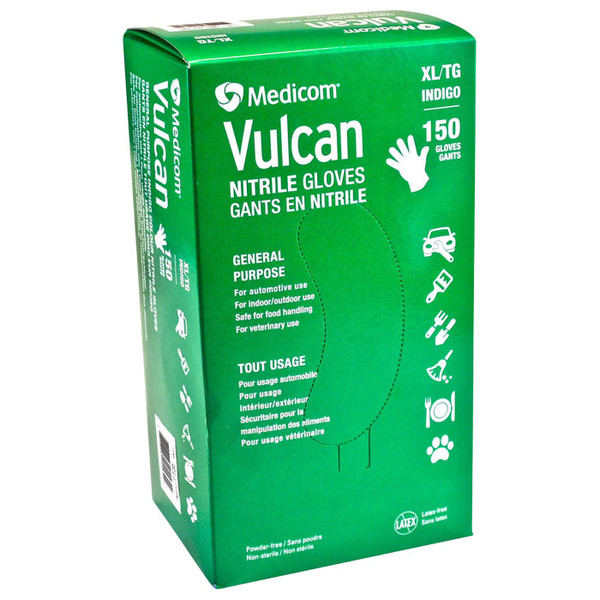 Medicom Vulcan Nitrile Gloves DIY Disposable Latex Powder Free Size XL Pack 150