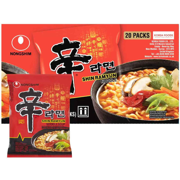 Nongshim Spicy Shin Ramyun Noodles Gourmet Flavour Halal Korea Pack 20 x 120g