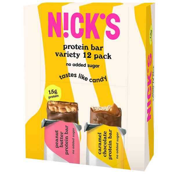 Nick's Protein Bar Caramel Peanut Butter Chocolate Variety Snack Mix Pack 12x50g