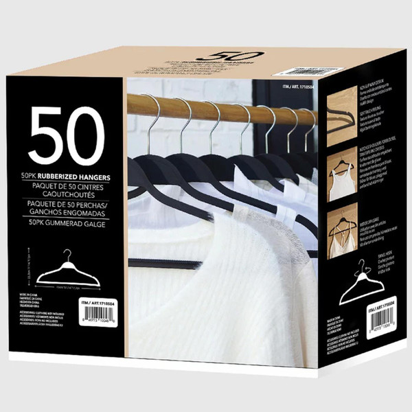 Rubberized Non-Slip Space Saving Hangers Clothes Closet Organise Garment 50 Pack