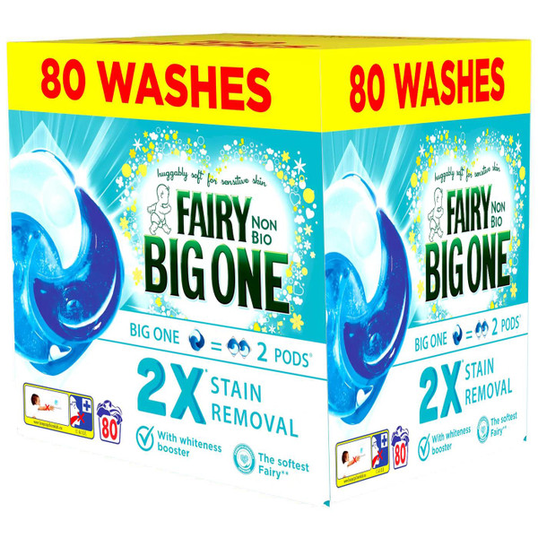 Fairy Big One Non Bio Wash Pods Laundry Detergent Washing Tablet Pack 80Capsules