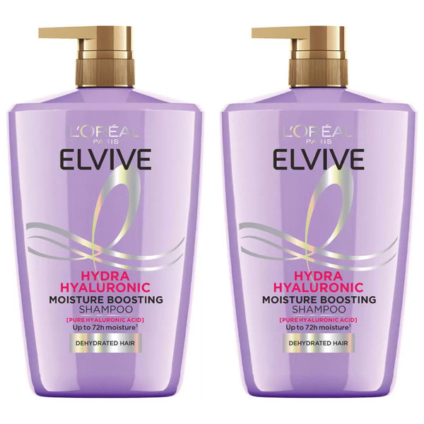L'oreal Elvive Hydra Hyaluronic Restoring Moisture Boost Hair Shampoo Pack 2x 1L
