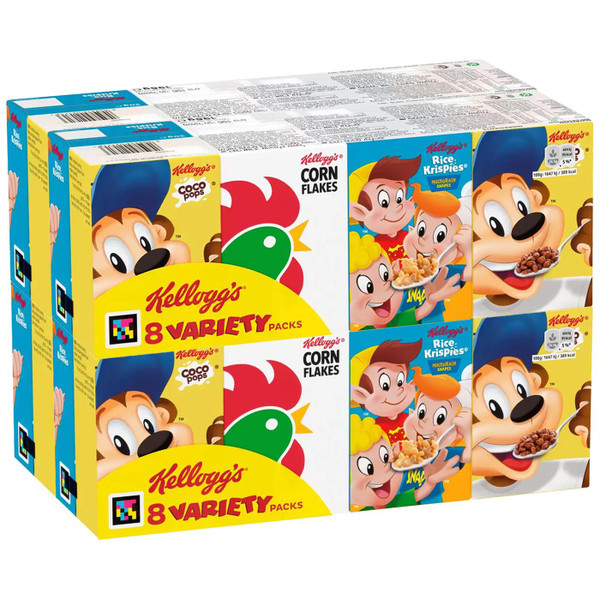 Kellogg's Variety Rice Krispies Corn Flake Coco Pops Cereal Mix Pack 4x8 Packets