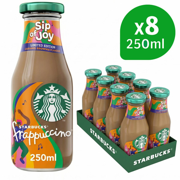 Starbucks Frappuccino Iced Coffee Sip of Joy Caramel Brownie Drink Pack 8x250ml