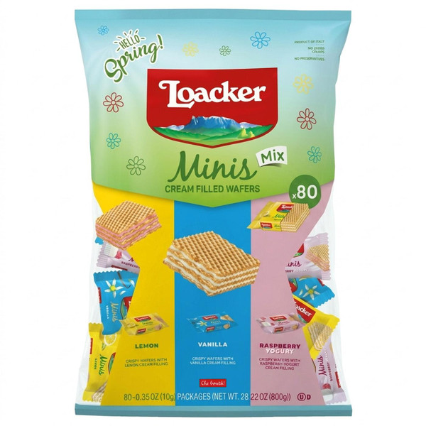 Loacker Summer Minis Wafer Biscuits Lemon Vanilla Raspberry 80 Pcs Mix Pack 800g