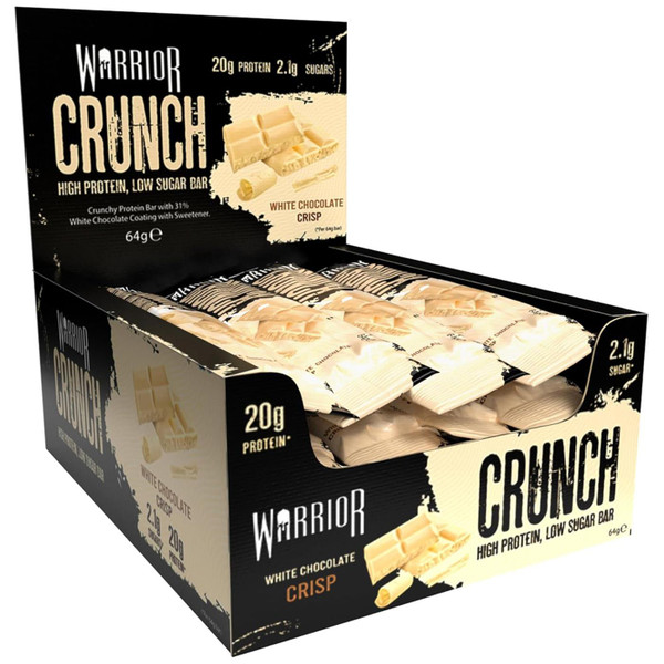 Warrior Crunch White Chocolate Low Sugar High Protein Snack Mix Bars Pack 12×64g