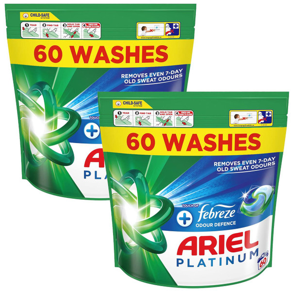 Ariel Pods Platinum +Stain Remover Wash Pods Laundry Detergent Pack 120 Capsules