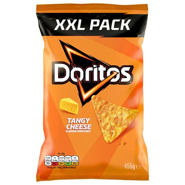 Walkers Doritos Tangy Cheese Crisps Tortilla Cheesy Crunch Chips XXL Pack 445g