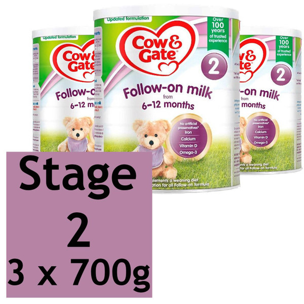 Cow&Gate Stage 2 Follow On Milk 6-12Months Formula Powder Substitute Pack 3x700g