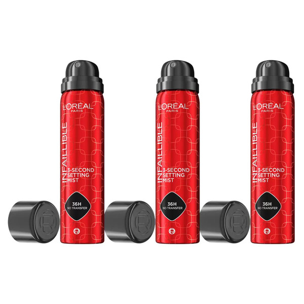 L'Oreal Paris Infallible Setting Spray Women Non-sticky Makeup Fix Pack 3 x 75ml