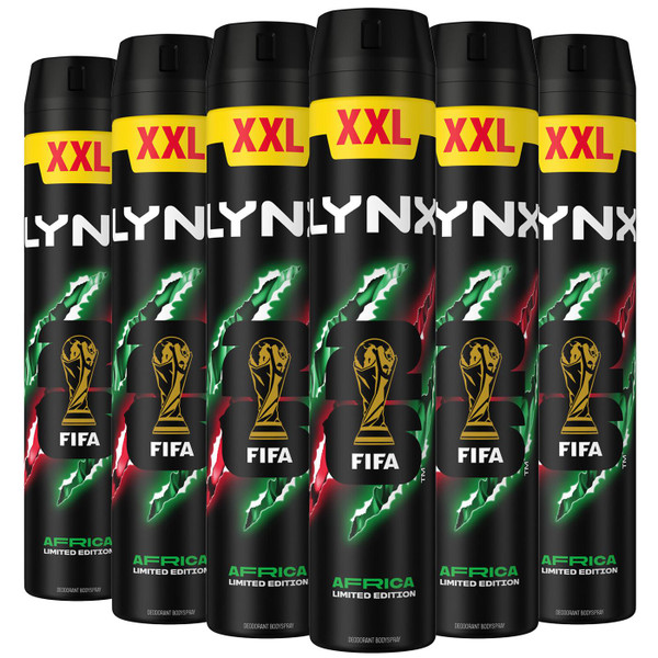 Lynx Africa Body Spray XXL Deodorant Deo Aerosol Fresh Scent 48Hour Pack 6x300ml