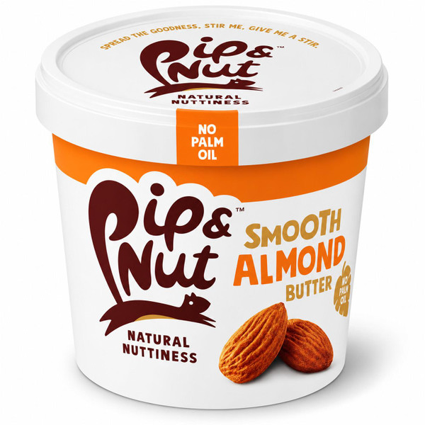 Pip & Nut Smooth Almond Butter Natural Nuttiness No Added Sugar Vegan Big Tub1kg