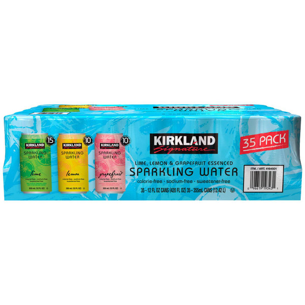 Kirkland Signature Sparkling Water Drink Cans Essenced Mix Flavour Pack 36x355ml