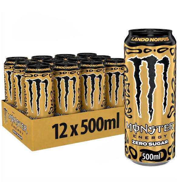 Monster Energy Drink Lando Norris Gold Zero Sugar Cans Party Box Pack 12 x 500ml