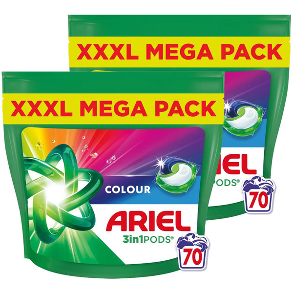 Ariel 3 in 1 Colour Wash Pods Laundry Detergent Power Washing Pack 140 Capsules