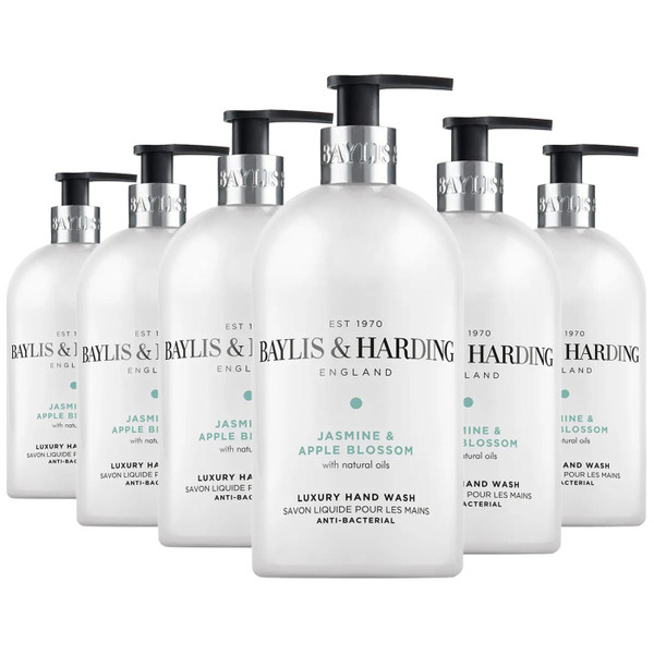 Baylis & Harding Jasmine & Apple Blossom Hand Wash Pump Soap Gel Pack 6 x 500ml