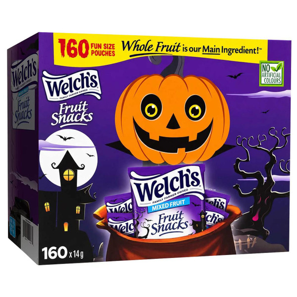 Welch's Fruit Snacks Halloween Mixed Real Fruit Bags Pouches 160x14g Pack 2.24kg