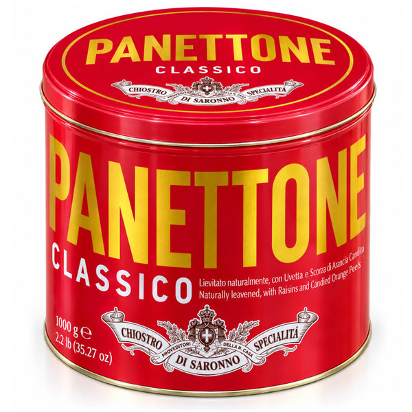 Lazzaroni Chiostro Di Saronno Classic Panettone Milano Raisins Cake Gift Tin 1kg