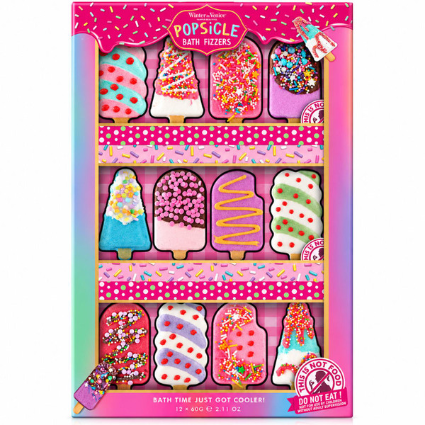 Winter In Venice Sugar Rush Popsicle Bath Bombs Fizzers Gift Set Pack 12 x 60g