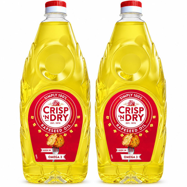 Crisp N Dry Rapeseed Cooking Oil High In Omega3 Frying Roasting Pure Pack 2 x 2L
