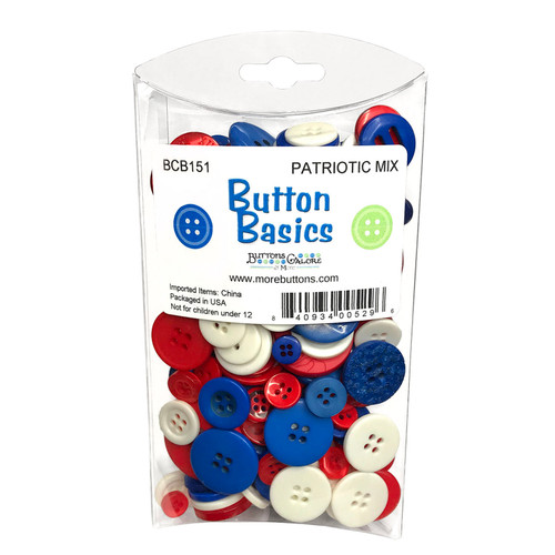 BUTTONS PATRIOIC MIX PK OF 3 EA