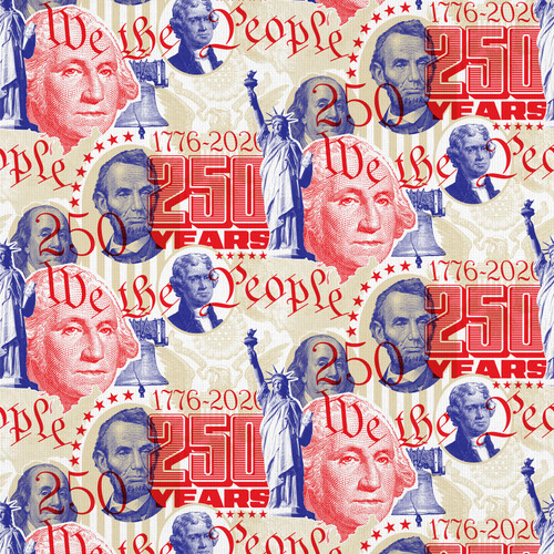 250 YEARS OF AMERICA 350 26882 ORG DBL GAUZE 50"
