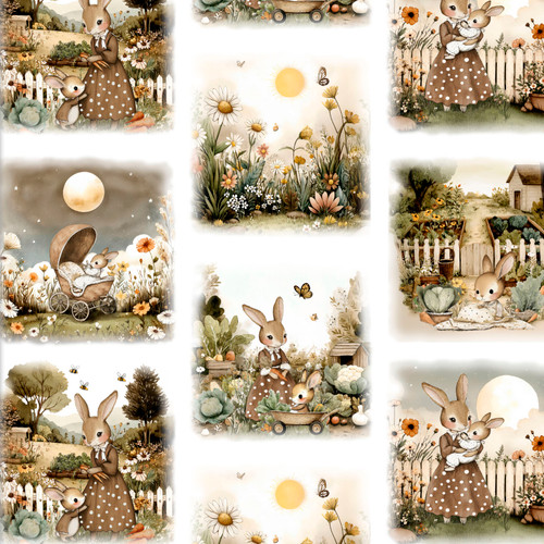 BUNNY BLOOMS GARDEN 24955 WHITE MINKY 58/60" DIGITAL