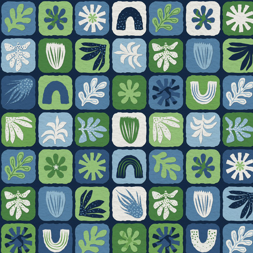 ABSTRACT SHAPES 191P 26660 BLUE/GREEN SATEEN 118"