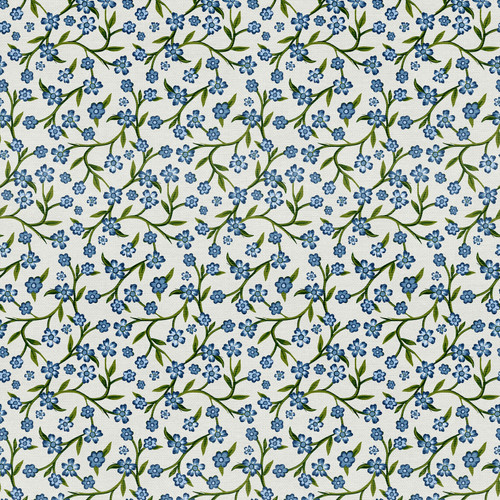 GRANDMA'S WALLPAPER 191P 26795 WHITE/BLUE SATEEN 118"