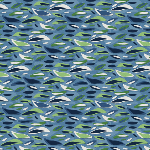 ABSTRACT SHAPES 340 26674 BLUE SATEEN 45"