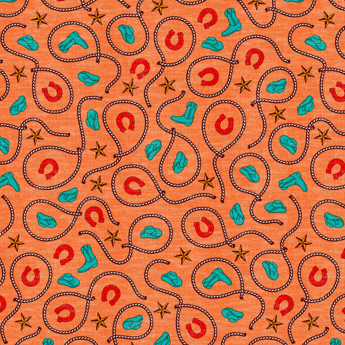 WILD, WILD WEST 340 26762 ORANGE SATEEN 45"