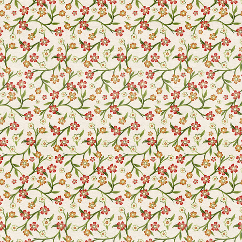 GRANDMA'S WALLPAPER 340 26791 WHITE/RED SATEEN 45"