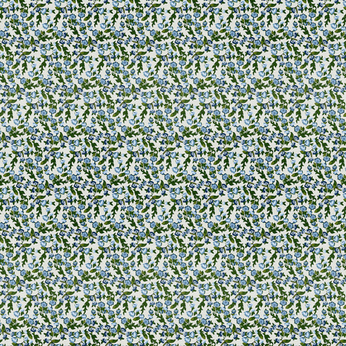GRANDMA'S WALLPAPER 340 26799 WHITE/BLUE SATEEN 45"