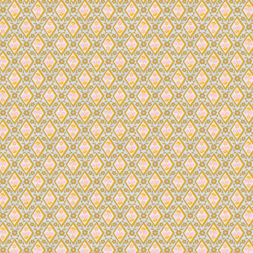PETITE PETALS III 370 26688 GREEN ON BLUE SATEEN 60"