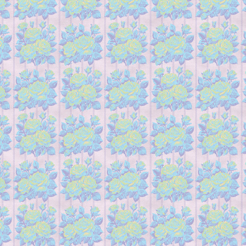 PETITE PETALS III 370 26698 BLUE ON PINK SATEEN 60"