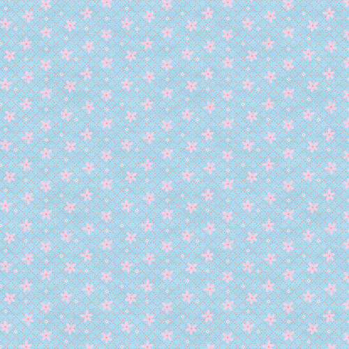 PETITE PETALS III 370 26720 PINK ON BLUE SATEEN 60"