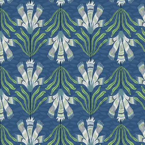 ABSTRACT SHAPES 390 26654 BLUE/GREEN RAYON 55/56"