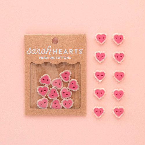 BUTTONS PINK SWEET HEART 5/8" 10ct