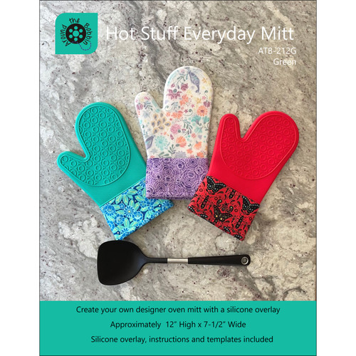 PATTERN HOT STUFF MITT GREEN WITH SILICONE MITT OVERLAY