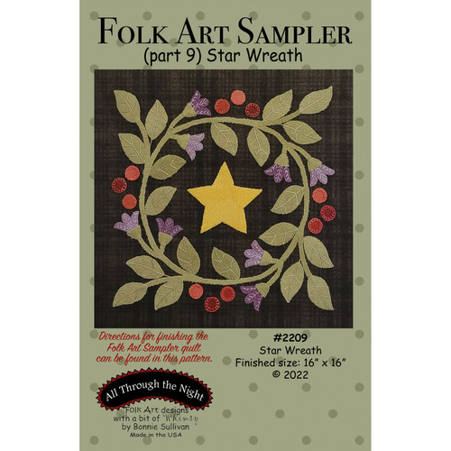 B-O-M PATTERN FOLK ART SAMPLER PART 9 STAR WREATH