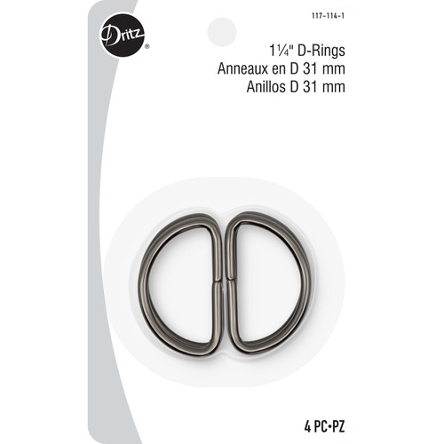 D RING METAL 1.25" 4CT BLACK PK OF 6 EA